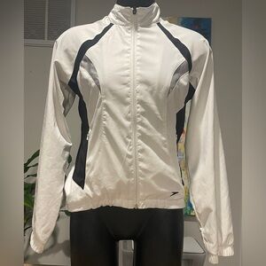 Speedo Women's White and Black Bomber Jacket, Size Medium